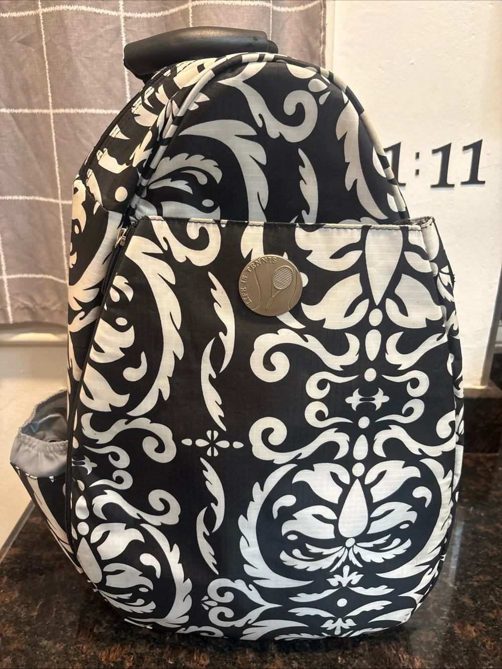 Life is Tennis Jetpac Black White Backpack Crossbody Travel Bag Jerome Jomash